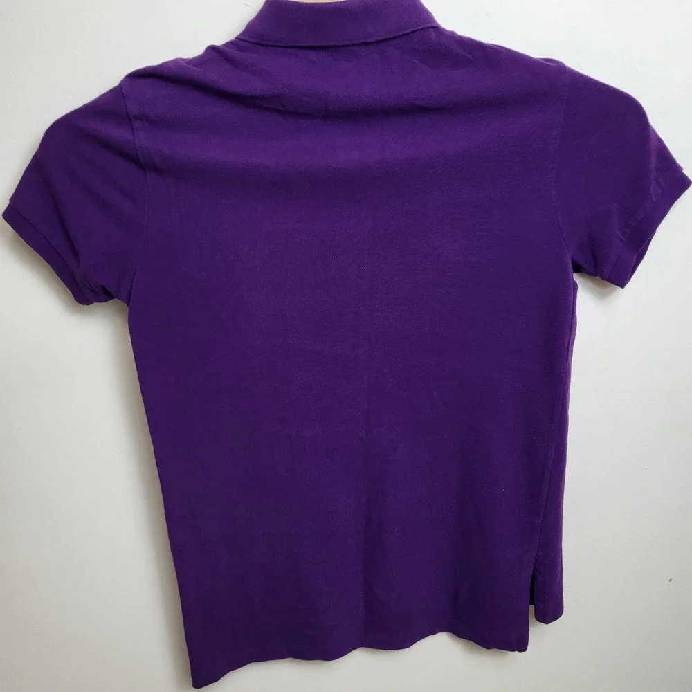 Polo Ralph Lauren M Custom Fit‎ Purple Short Sleeve Polo Shirt Orange Pony Logo